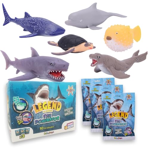 #sbabam Funny Box Legend of Animals Sea Dominator, Animales de Juguete para Niños con Tarjetas Incluidas, 3 Piezas, Juegos Infantiles de Quiosco, Orca y Otros Muñecos con Efectos Especiales