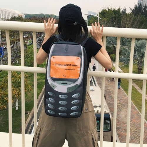 Teclado Fashion Backpack Personality Spoof Mobile Phone Style Casual Vintage Bookbags Lightweight Travel Daypacks (Black)3