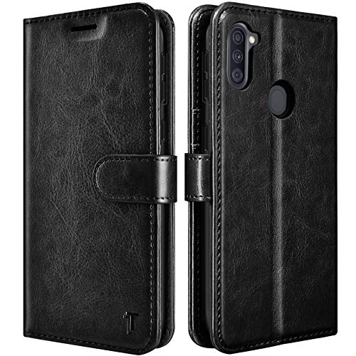 Galaxy A11 Case, Galaxy A11 Wallet Case, Tekcoo Premium [RFID Blocking] Secure Cash ID Credit Card Slots Holder Carrying Vegan Leather Phone Folio Flip Cover for Samsung Galaxy A11 [Black]