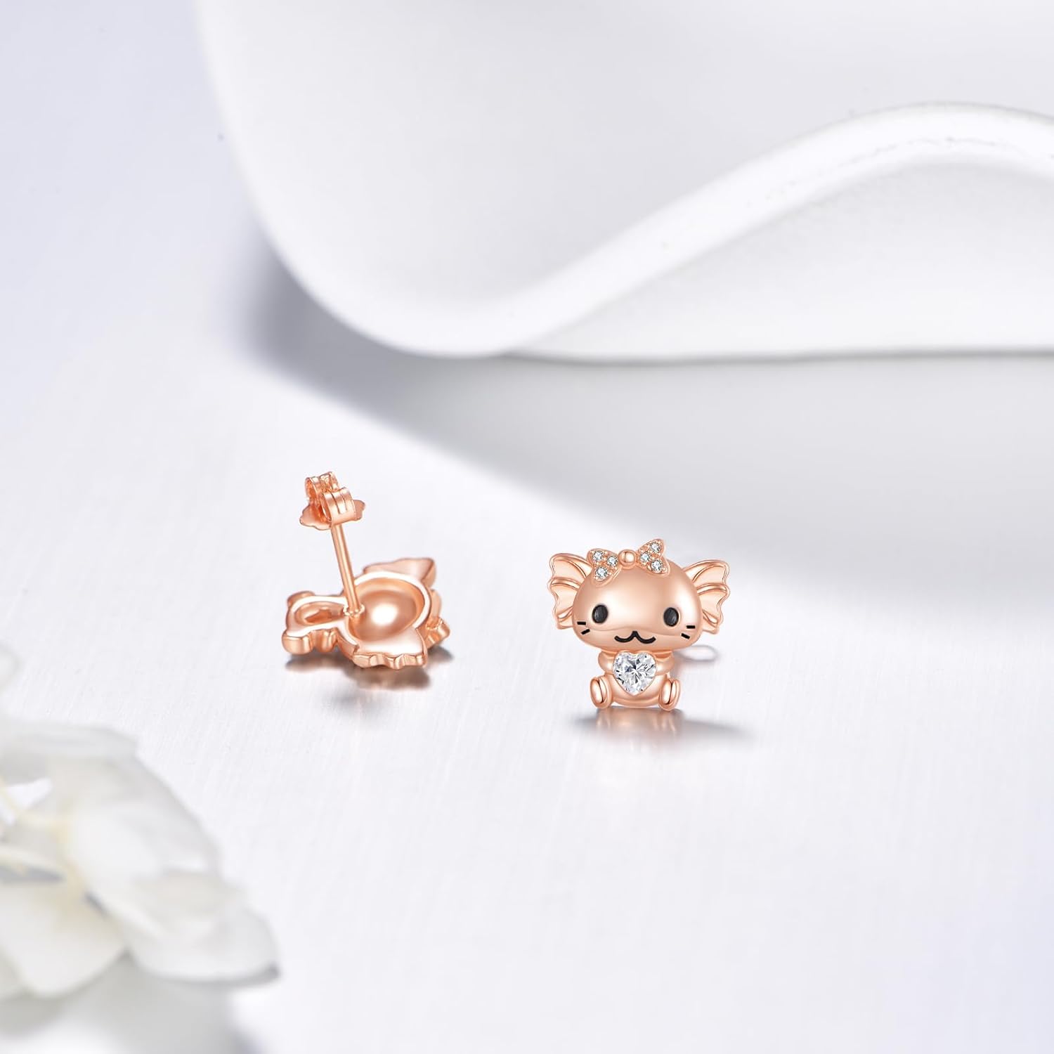 Axolotl Stud Earrings 925 Sterling Silver Heart Cubic zirconia Pendant Cute Axolotl Earrings for Women Lover - Image 2