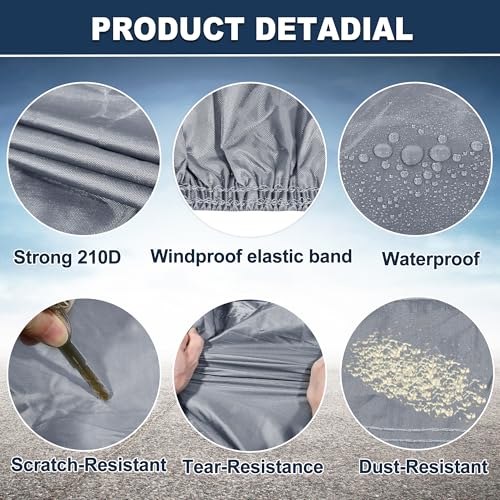 Image of Car Cover Waterproof All Weather with Driver Door Zipper for Jeep Wrangler JK JL 4 Door 2007-2021 / Full Exterior Cover /Durable 210D Oxford Cloth / 1Pcs Gray