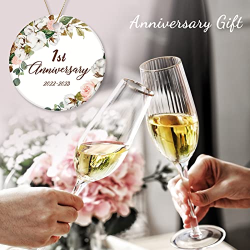 Kokaaee1St Year Anniversary Ornament Wedding Marriage 1 Years Anniversary Valentines Day Gifts Ideas For Him Her Couple Parents Husband Wife Hanging Ceramic Decorations Present #TOP2