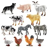 Diseño sofisticado: estas estatuas de animales de granja son exquisitas, pintadas a mano y cuidadosamente esculpidas, colores vivos y poses activas.El diseño exquisito hace que los adornos de animales se vean más realistas y lindos.
