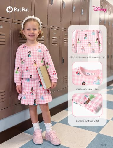 Image of Disney Girls' 2-Piece Outfit Sweatshirt Top & Pleated Skirt Set 2-9Y