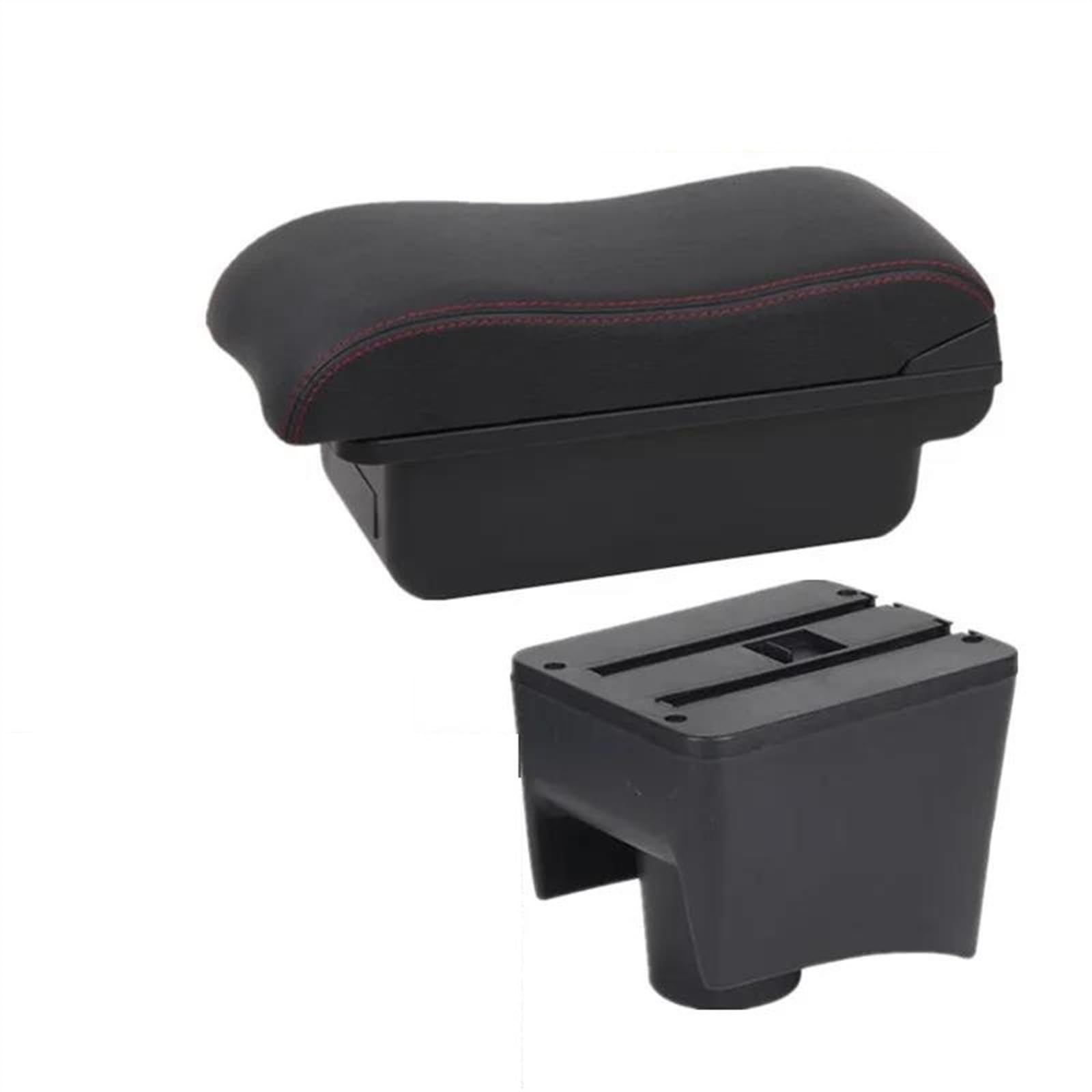 NOHEEU Car Armrest Special Storage Box Modification Parts For POLO Mk5 6R For Vento 2010-2018(A2 red line No USB)