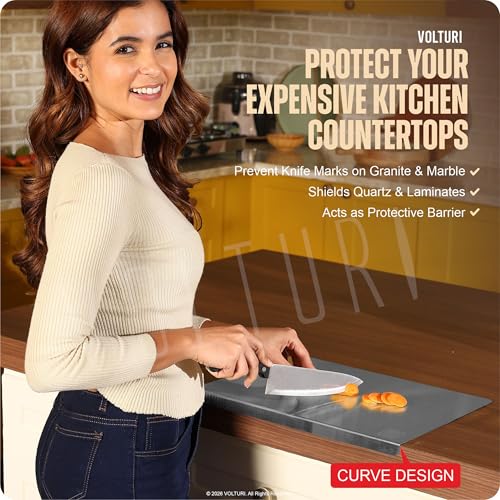 Image of VOLTURI 304 Stainless Steel Chopping Board (42 x 32.5 cm), Upgraded to Surgical-Level Hygiene, Food-Grade, Non-Porous, Rustproof, Heat Resistant Heavy-Duty Cutting Board Built for Daily Indian Cooking