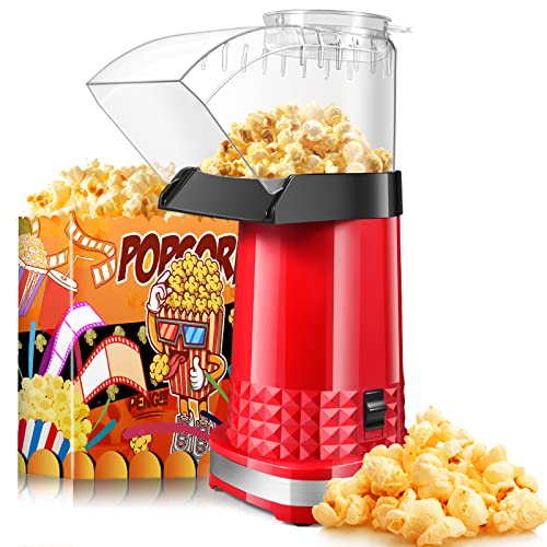 MiKoSoRu Popcorn Maker,1200W Popcorn Maker Machine with ETL Certified,BPA Free,No Oil,DIY Flavors,98% Super High Explosion Rate,Popcorn Popper for Home Movie/Party,Red