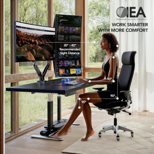 Image of HUANUO Dual Monitor Stand for 13″-40″, Premium Dual Monitor Mount with USB, Height Adjustable Monitor Stand for 2 Monitors, VESA Mount with Clamp /Grommet Base, Holds 26.4lbs per Arm, HNDS7