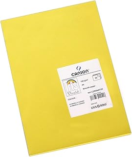 Canson Iris Vivaldi, Papel de dibujo de color, Suave, 185gsm, Hoja, A4-21x29,7cm, Amarillo canario