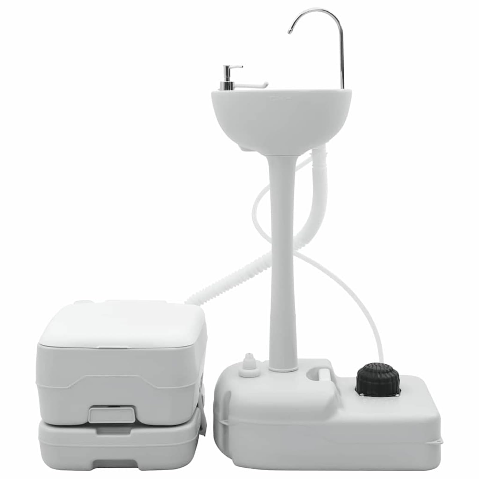 Tidyard Camping Toiletten-Set 2 pcs Grau und Weiß, Mobile Campingtoilette für Outdoor Reisen Wohnwagen Camping42001433