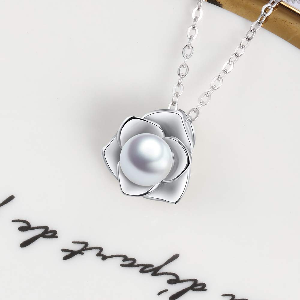LYGBAOFUL Fiore con Collana di Perle Ciondolo Ciondolo Gioielli a Catena Lunga Regalo per Donne Ragazze Goccia