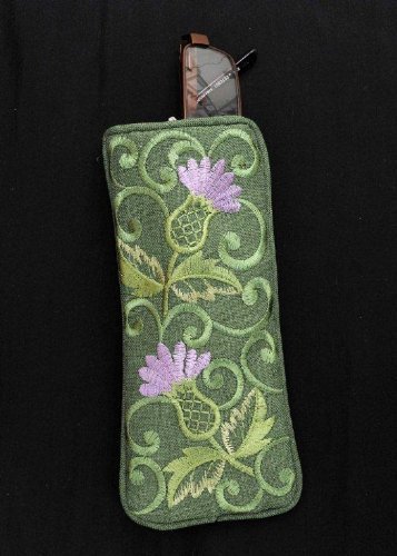 Eyeglasses Case in a Green Balmoral Thistle Design