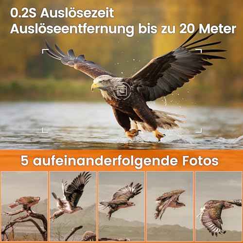 XTU Wildkamera mit Handyübertragung App,4K WLAN Wildtierkamera mit Bewegungsmelder Nachtsicht,Inklusive 32GB SD-Karte,IP66 Wasserdicht,Eingebauter 2600mAh Lithium-Akku Wiederaufladbar,0,2S Auslösen