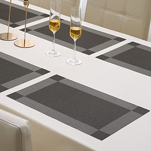 Image of HOKIPO PVC Washable Set of 6 Placemats for Dining Table - 45x30 cm (AR877GRY)