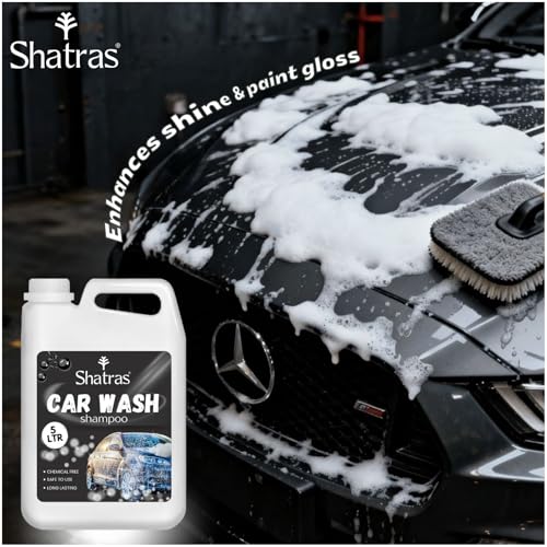 Image of Shatras Car Wash Shampoo - High Foam Car Cleaning Liquid | pH Neutral Formula | Scratch-Free Wash | Deep Cleaning & Extra Shine | Suitable for All Vehicles - 5L (BLACK)