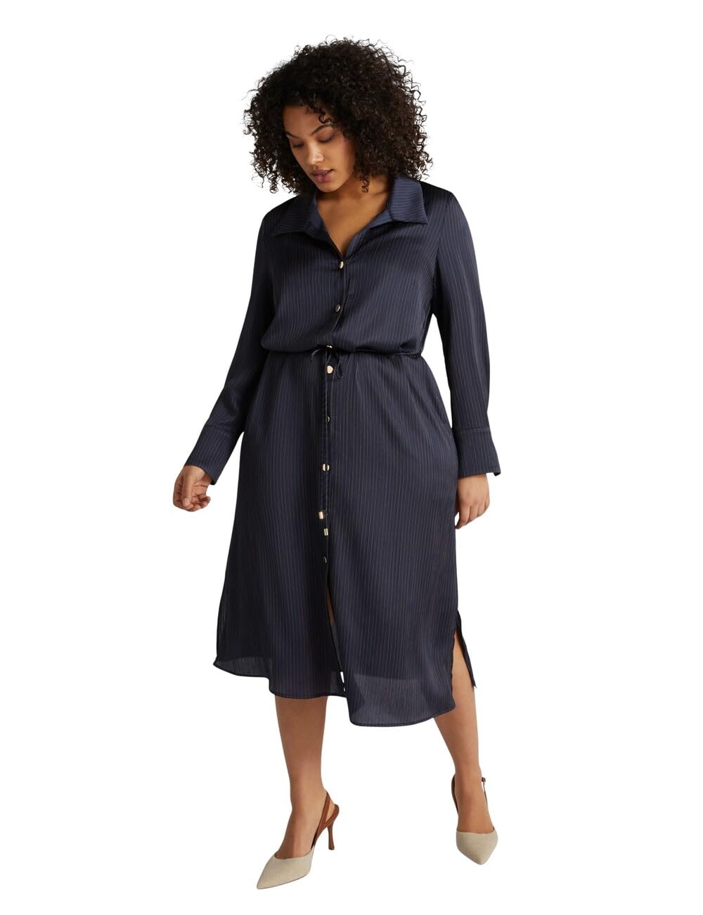 FIORELLA RUBINO: Vestito Chemisier con Cintura in Vita Curvy Size Stagione Primavera Estate 2025.