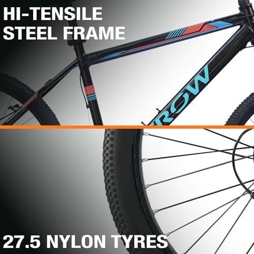Image of CROW - Globetrotter 21 Speed Gear Cycle | 27.5 inch T Cycle for Boys 12 to 15 Years | Bicycle for Men Adult | Mountain Bike with Front Suspension & Dual Disc Brakes| Unisex MTB Cycle for Men |