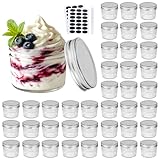 Accguan 4oz Glass Jars With Lids(Silver),Mason Jars,Ideal For Honey,Jam,Wedding Favor,DIY Magnetic Mini Spice Jars For Kitchen,Set of 40