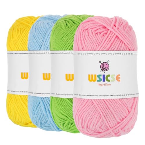 4 PCS Crochet Yarn, 560 Yard Soft Fluffy Yarn for Crocheting Assorted Colors for Knitting Easter Basket Stuffers 1 Skein/140 Yard-Macaron