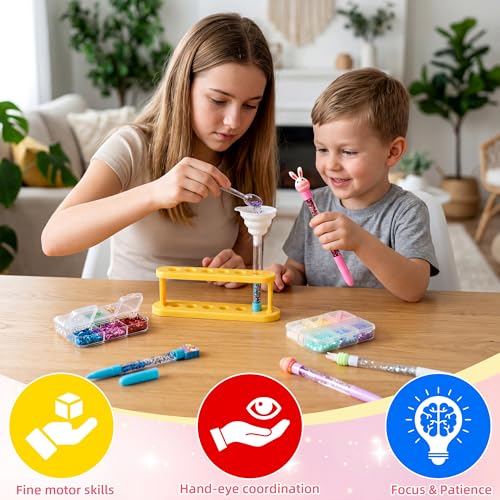 Kit de fabricación de bolígrafos con purpurina para niñas - 50 piezas