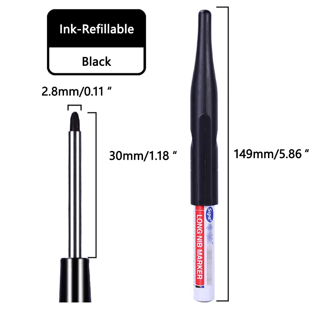 Lot De 8 Marqueurs à Trou Profond, Imperméables à Longue Tête De 30 Mm, Outil De Marquage Pour Le Travail Du Bois, La Construction, La Fabrication