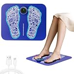 EMS Foot Massager, Foot Massagers for Pain and Circulation, Portable Folding Foot Massage Mat with 8 Modes, 19 Intensity Levels, Rechargeable, Auto Shut-Off & Quiet Operation (Blue)