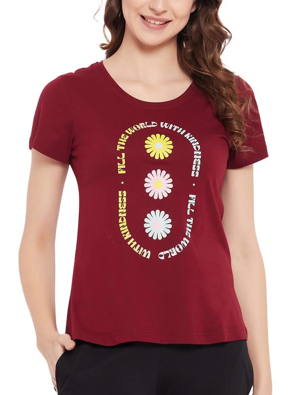 Image of Clovia Women's Cotton Graphic Print Classic Fit Top