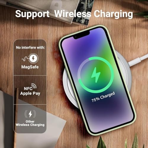 Image of VONZEE Liquid Silicone Cover Compatible with iPhone 14 Plus Case (6.7 inch) 3 Layer Microfiber Lining Covers Phone Cases Full Body Protective Wireless Charging Shockproof Back Cover (Matcha)