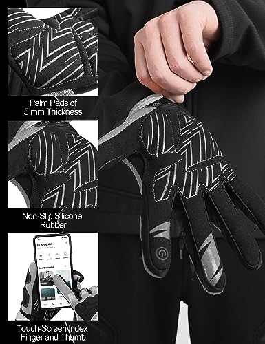 Image of INBIKE Mountain Bike Gloves for Men Knuckle Guard Padded Cycling Gloves | 5mm Shock-Absorbing Palm Padding, MTB, Motocross, Road Cycling, Dirt Biking, Touchscreen Fingers, Anti-Slip Palm