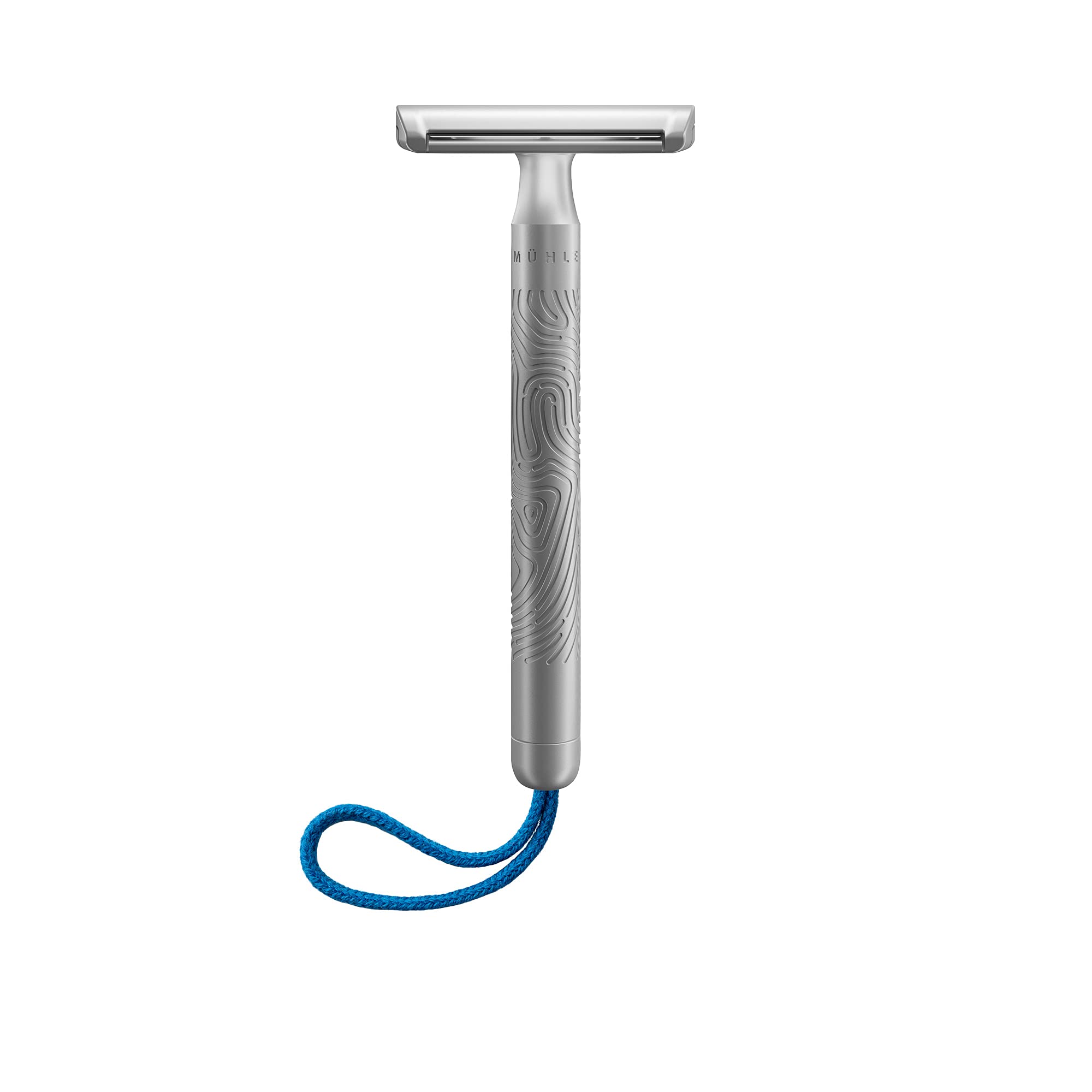 MÜHLE Companion Rasierset 5 tlg. - Unisex Sicherheitsrasierer mit blauer Kordel, Klinge, Creme, Tuch – vegan, nachhaltig
