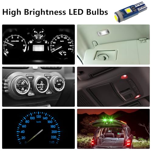Image of ecocstm 12 PCS T5 LED Bulbs, 74 73 37 2721 Instrument Cluster Light Bulb, 12 Volt Bright Canbus Error Free LED Dashboard Light Bulb, 3030 SMD Automotive Replacement Bulbs (White)