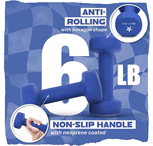 Image of Yes4All Neoprene Coated Dumbbell Hand Weight Sets of 2 - Multiple Weight Options with 15 Colors, Anti-roll, Anti-Slip, Hexagon Shape