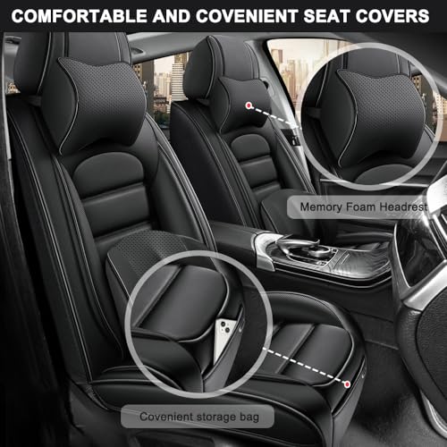 Image of Nappa Leather Seat Covers for Subaru Outback 2006-2024,Luxury Car Seat Covers Full Set,Waterproof Seat Protectors Auto Seat Covers,Breathable Nonslip Interior Cover Seats for Cars(Solid Black)