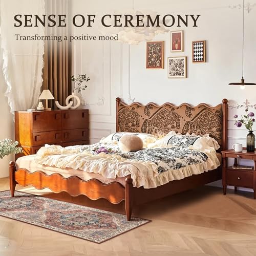 2x3 Small Entryway Doormat 2x3 Front Door Rug Indoor Entrance Kitchen Bathroom Carpet Farmhouse Non Slip Washable Low Pile Floor Carpet, Brickred/Multi