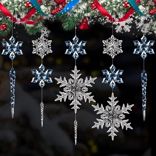 25 Stück schneeflocken deko eiszapfen deko Christbaumschmuck,...