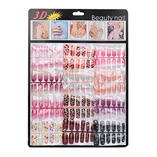 Lookatool 144pcs Mixed Set False Nail Tips Artificial Fake Nails Art Acrylic Manicure Gel