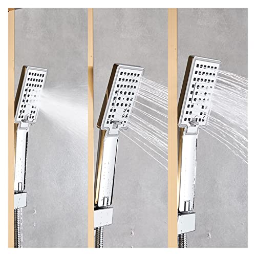 Columna de ducha dorada con luz LED, pantalla digital y chorros de hidromasaje para baño miniatura 5