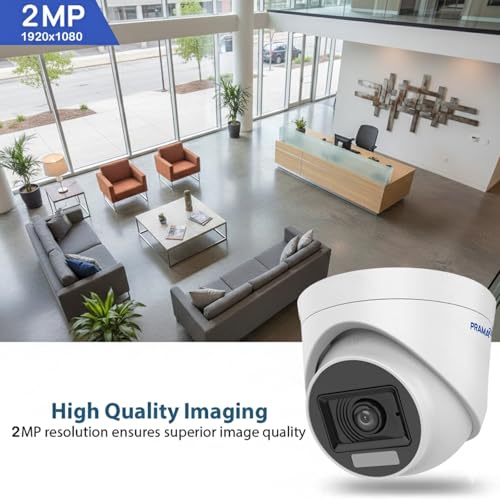 Image of Prama PT-HTH70F0E-WPF(M) 3K Dual Light Audio Turret Camera | Built-in Mic | 20m IR & White Light Night Vision | Smart Dual Light | 4-in-1 Output (TVI /AHD /CVI /CVBS) | Included PVC Stickers