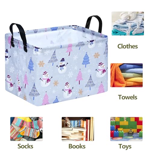 Image of Christmas Gift Basket Shelf Storage Bin for Clothes, Rectangle Storage Box Laundry Hamper with Handles