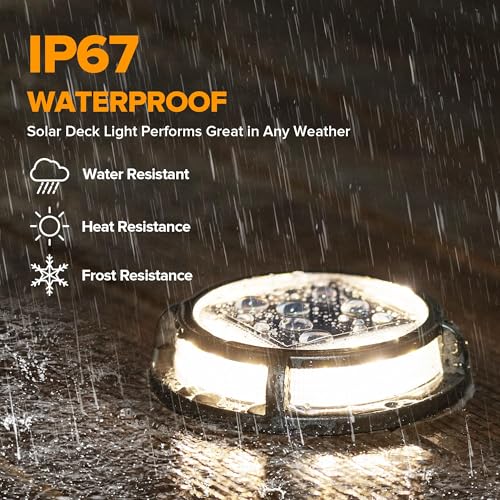 Image of LUTEC 2 Pack Solar Deck Lights, 12 LEDs IP65 Waterproof Solar, Outdoor Driveway Marker Lights for Step, Sidewalk, Pathway, Patio, Garden(Warm White)