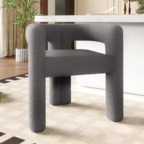 Ergonomischer Designersessel mit Premium Teddy-Flor Bezug – Orthopädischer Komfort, Robustes Metallgestell & Schnellmontage für Wohnzimmer, Homeoffice & Essbereich