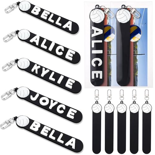 6 Sets Personalized Volleyball Luggage Tags for Travel Suitcases Halloween Party Favor Gifts Keychain Custom School Player Water Bottle Name Sport DIY Foam Letter Sticker Card Team Reward