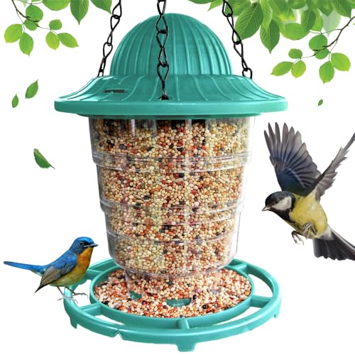 Small Bird Feeder - Durable Plastic Design, Easy Fill & Clean, Attracts Finches & Songbirds, Great for Outdoor Use in Yards, Porches and Decks