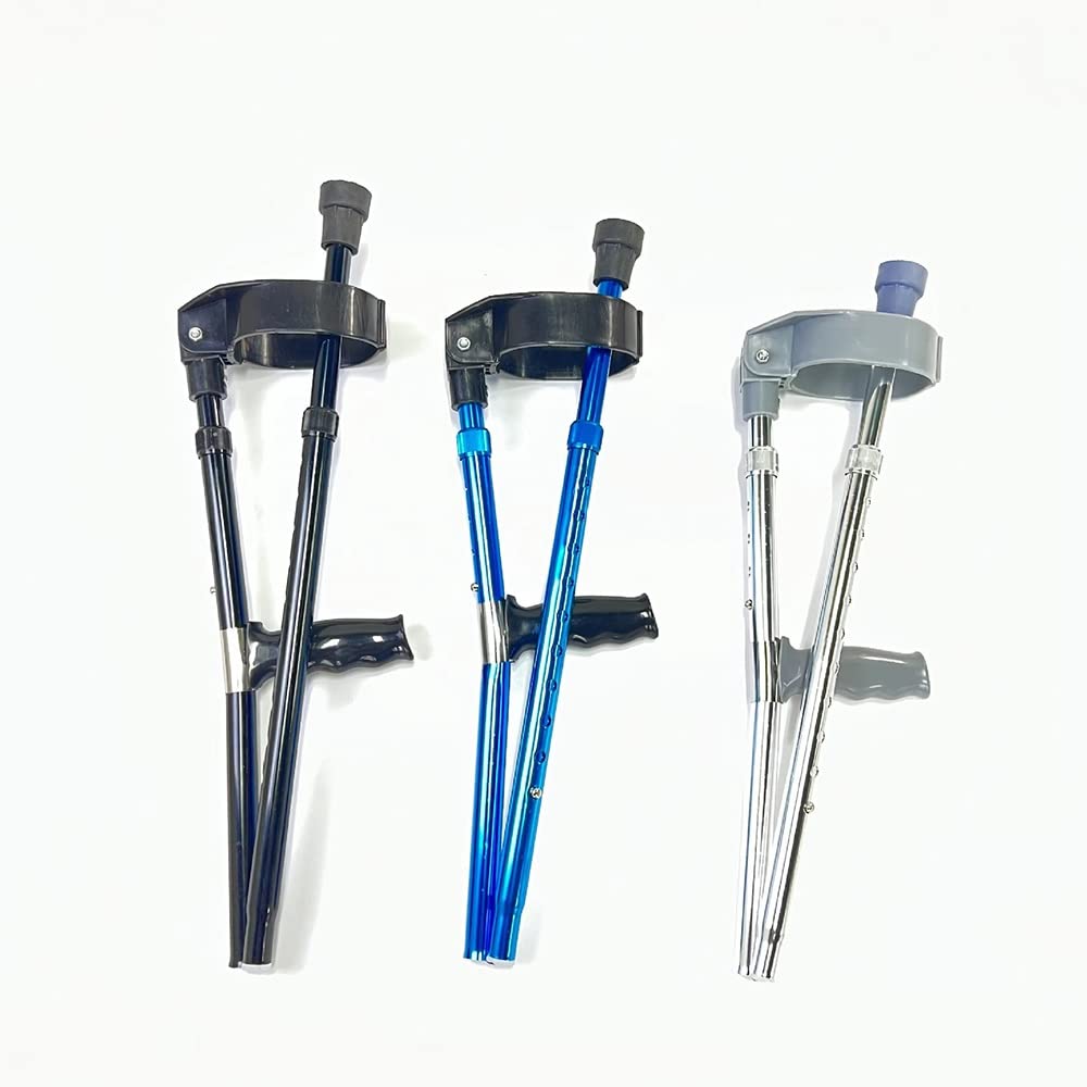 Bastón Plegable con muletas de Codo, muletas telescópicas para antebrazo, Altura Ajustable, puño ergonómico, Aluminio, Ligero (Color: Azul)