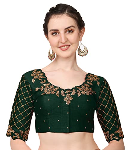Image of Pujia Mills Women's Embroidery Handwork, Rough Cut Work Stone Work Readymade Blouse