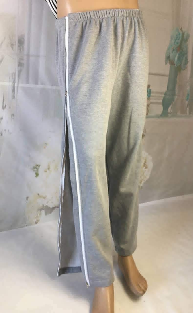 Generic Pantalones médicos unisex, color gris cáñamo, XXL, fáciles de llevar, cintura ajustable, ideales para hospital/enfermería, pacientes postrados en cama, recuperación posquirúrgica