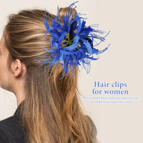 Image of NOLITOY Large Flower Claw Clip Blue Spider Lily Hair Barrette for Women Floral Ponytail Holder Bun Decorative for Tea Party Bridal Wedding Accessories Flower Claw Clips