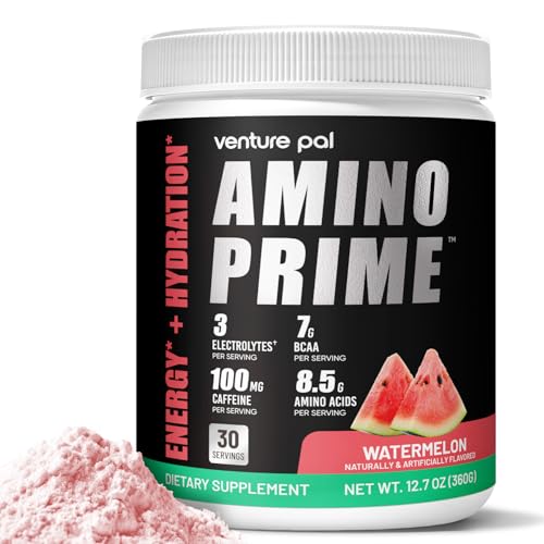 Venture Pal EAA Amino Energy Powder with BCAAs, Green Tea & Green Coffee Extract, Pre-Workout Support, Keto Friendly, Watermelon, 30 Servings