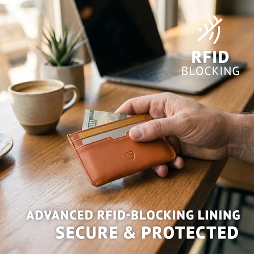 Image of Vaultskin MOORGATE Slim Card Holder - Minimalist Leather Wallet with RFID Blocking, Front Pocket Credit Card Case for Men & Women