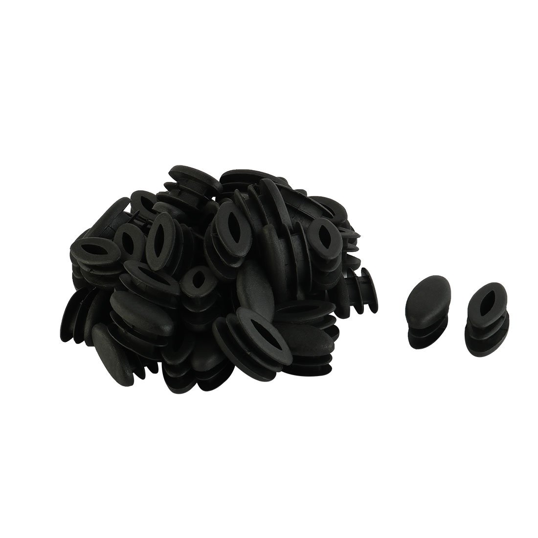 Uxcell Black Sourcing Map Plastic Table Feet Oval Design Tube Pipe Insert End Cap 15Mm X 30Mm 50 Pcs